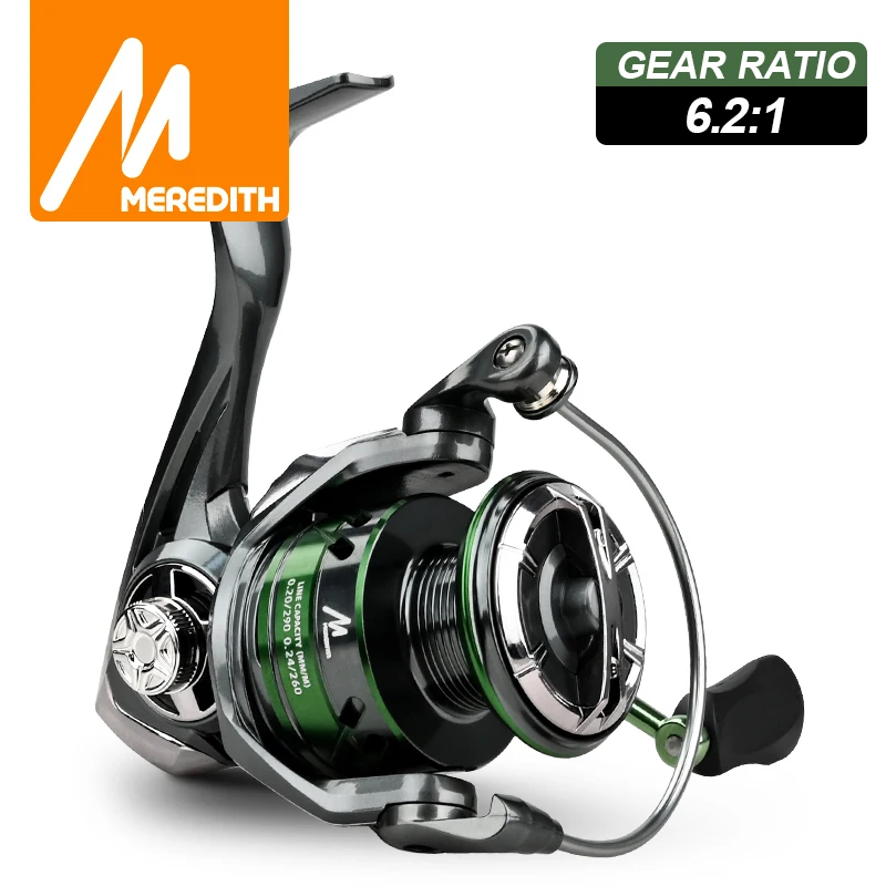 

Рыболовная катушка MEREDITH Classic Green VIRGO из нержавеющей стали с подшипник спиннинга, 14 кг, максимальная скорость 7 + 1BBs 6,2: 1