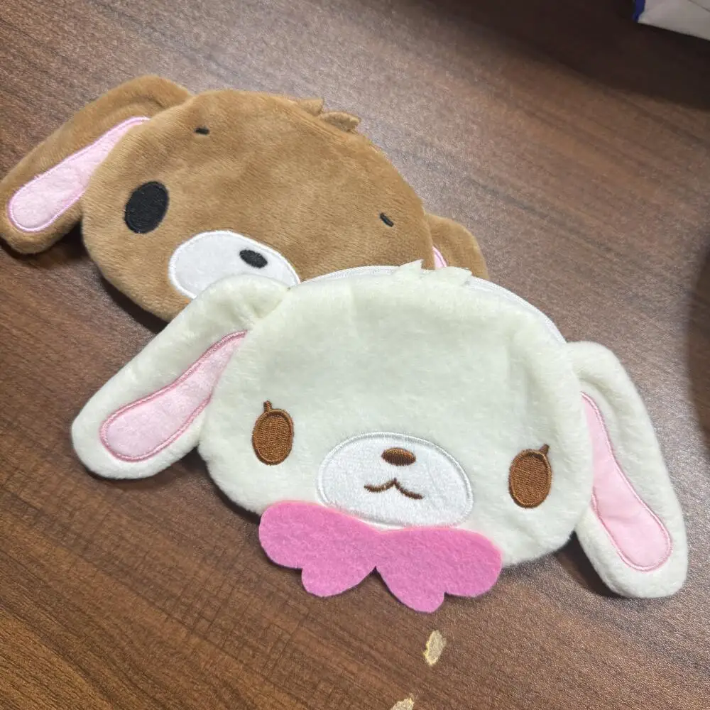 Kawaii Sugarbunnies المرأة أفخم سستة أحمر الشفاه الحقيبة حقيبة مستحضرات تجميل Shirousa Kurousa الكرتون المخملية سماعة حقيبة محفظة نسائية للعملات المعدنية هدية