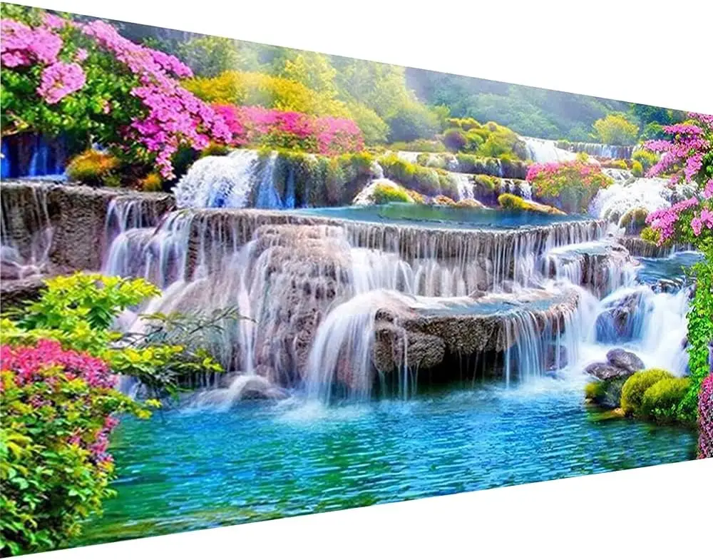 

DIY 5D Diamond Painting Kits for Adults Waterfall Scenery Embroidery Full Round Drill Large Size(31.5x11.8 inch) Diamond Crystal