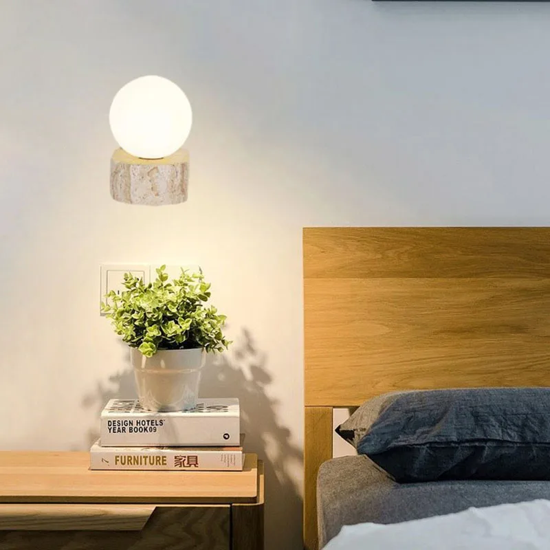 Mini applique murale LED moderne en verre blanc, ampoule G9, pierre naturelle, pour chambre à coucher, escaliers, allée, salon, applique en marbre