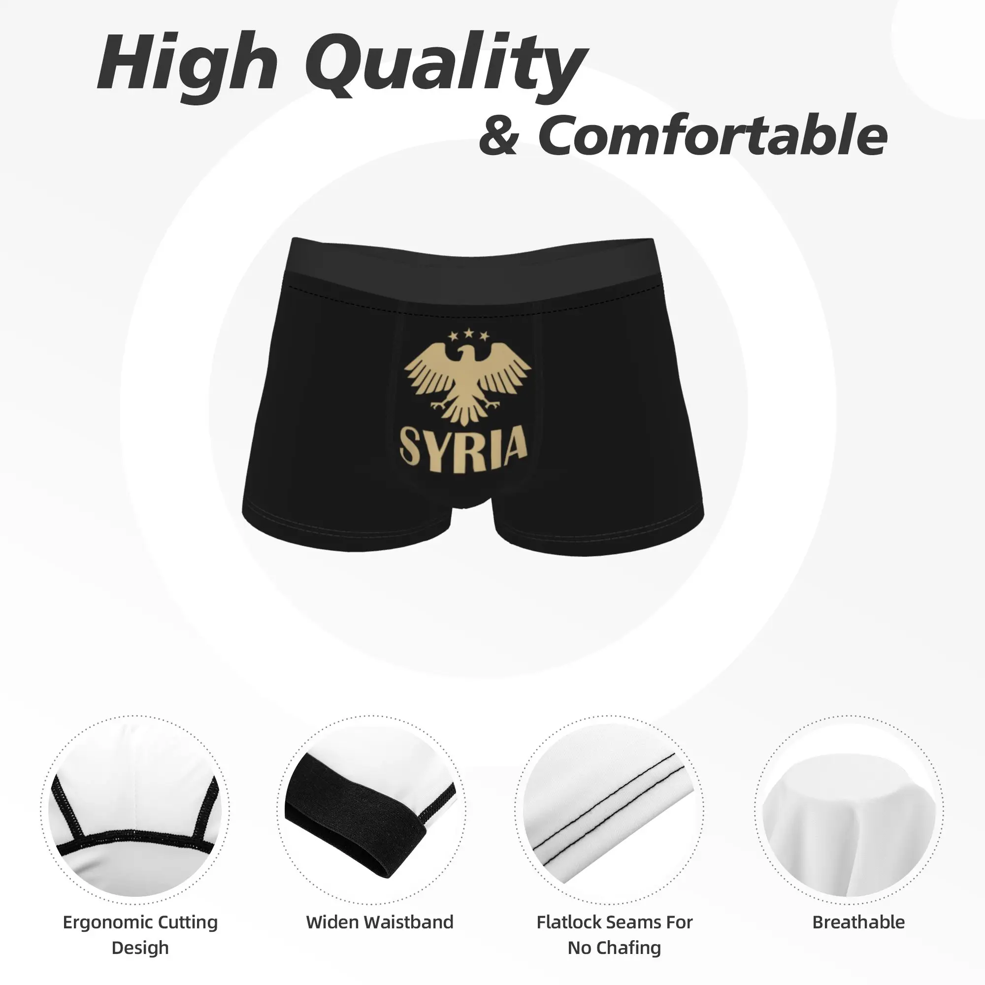 مطبوعة الملاكم نسر سوريا 2025 رمز السراويل سراويل ملخصات الرجال الملابس الداخلية السورية فخور تنفس السروال الذكور M-XXL #5