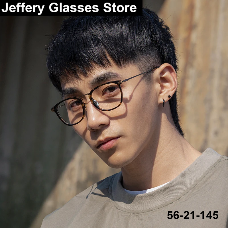 Japanese Vintage Style Men Square Glasses Frames Titanium Ultralight Retro Tortoise Eyeglasses Fashion Simple Women  Eyewear