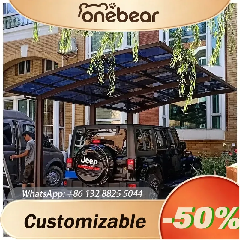 Customizable Wind‑Resistant Arc Roof Canopy, Aluminum Polycarbonate Carport For Residential Entryway Driveway Use