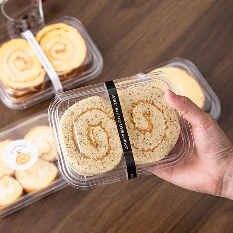 50 個の透明なプラスチックのテイクアウト容器使い捨てクラムシェルデザート容器蓋付きサラダサンドイッチスイスロールケーキボックス