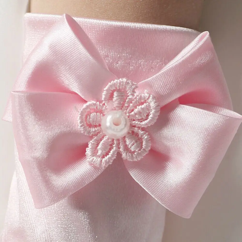 Soft cetim curto bowknot luvas para crianças, festa de casamento, princesa, senhora, vestido, parágrafo breve, 1 par