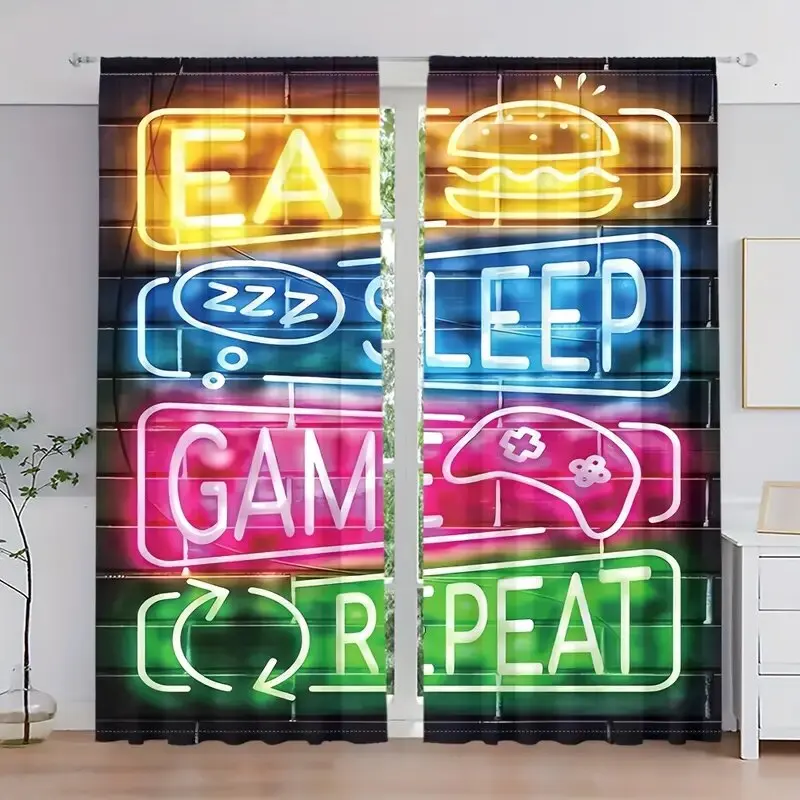 Christmas decoration game controller pattern printed curtains, home decoration, room decoration