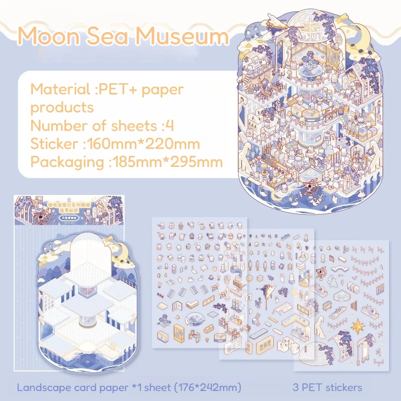 

3PCS Miniature 3D Hut Scene Stickers - Creative Handbook Decor Stickers DIY Craft Supplies for Kids & Girls Puzzle Toy Stickers