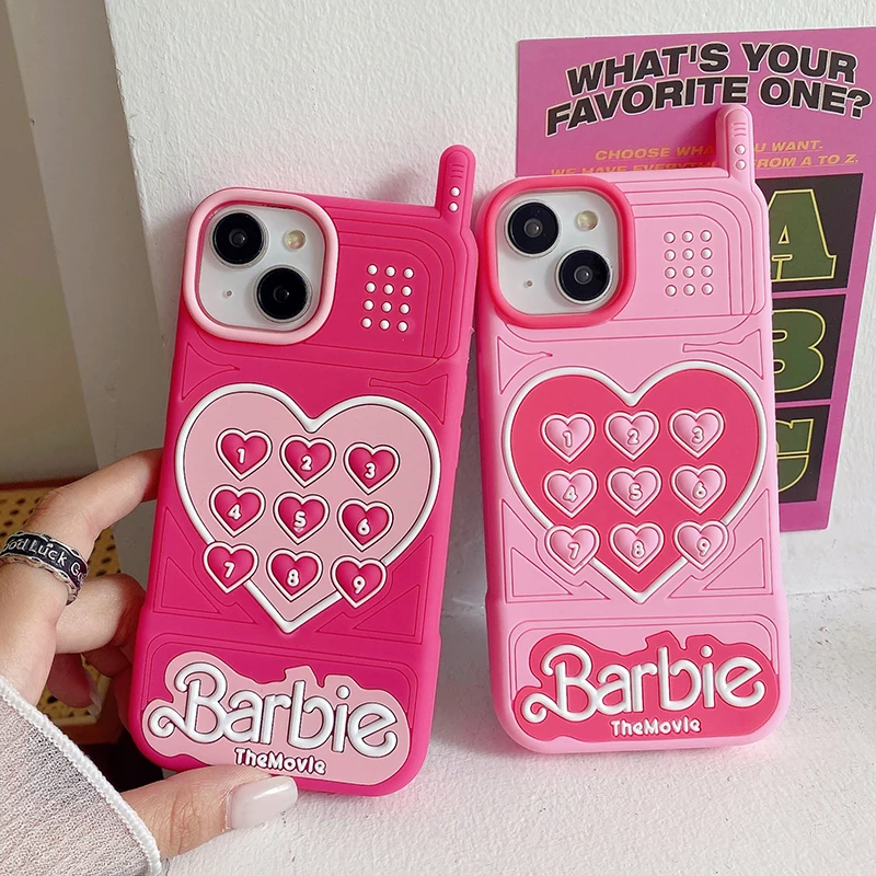 Luxury Barbie Mobile Protect Phone Case for iPhone 15 14 13 12 11 Pro Max Cartoon Girls Big Brother Silicone Shockproof Cover