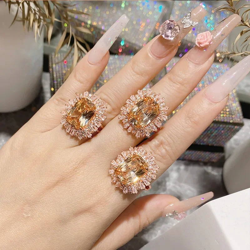 MDLFES Mo!ssan Diamond Style جديد كبير الحجم من الماس والشاي ذو حلقة متألقة لحفلات العشاء مجموعة كاملة متعددة الاستخدامات #3