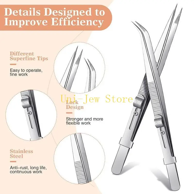 40GB 4 Pcs Tweezers Set College Tweezers Crafting Tweezers Curved Tweezers