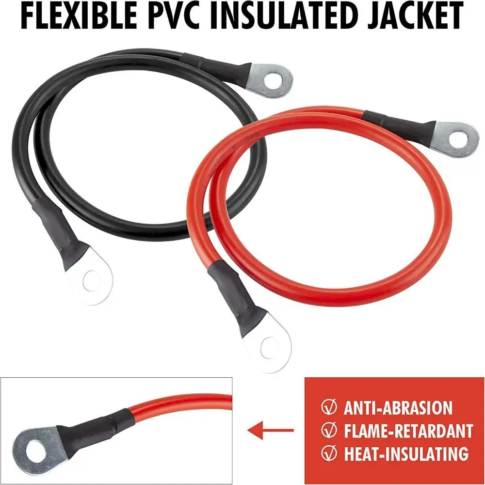 30cm Inverter Cables PVC Insulated Jacket Flexible Car Battery Connection Line Stranded Copper Cord Stable Current