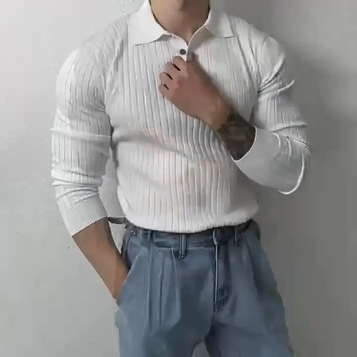 

New style knitted sweater for men with long sleeves trendy simple muscle fitness clothing