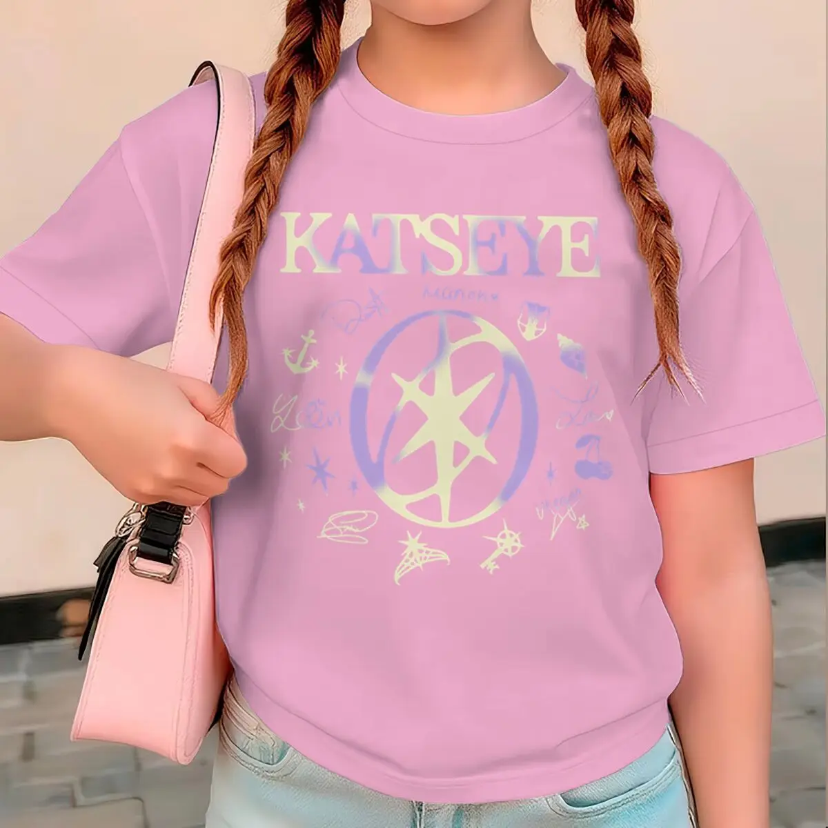 KATSEYE Printed T-Shirt Kids Katseye Design Boys Girls Cotton Top Casual Short Sleeve Crew Neck Comfortable T Shirt for Children