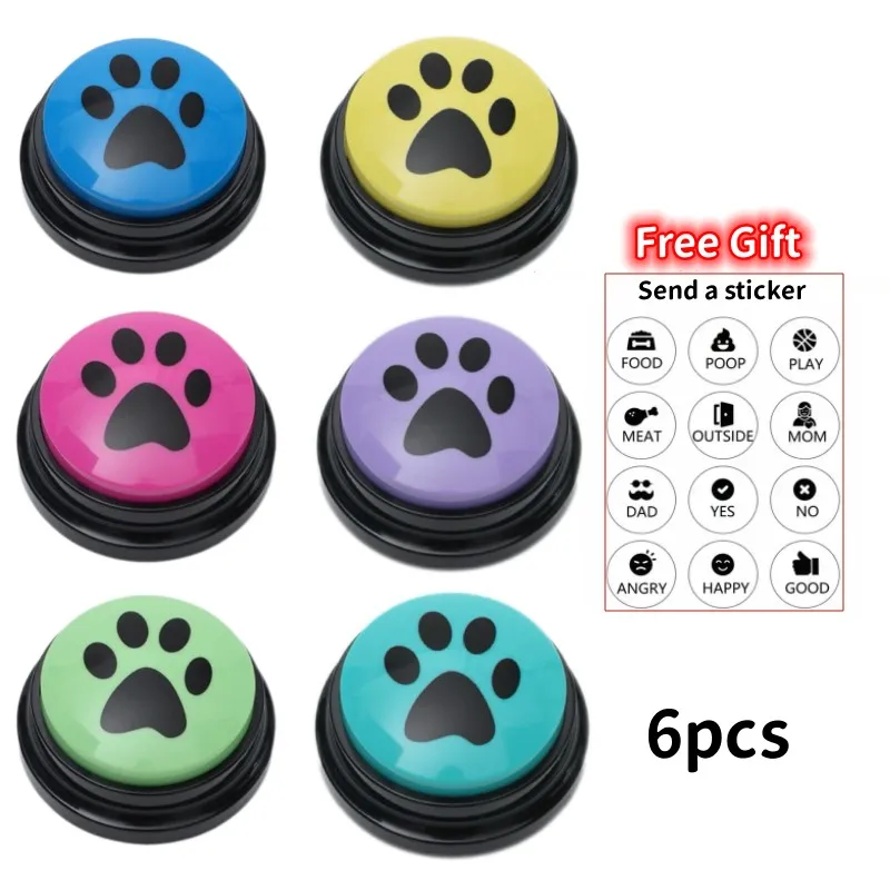귀여운 발톱 프린트 패턴 반려동물 훈련 단추, 말하는 개 액세서리, 반려동물 음성 녹음 통신, 6 개 개 개 장난감