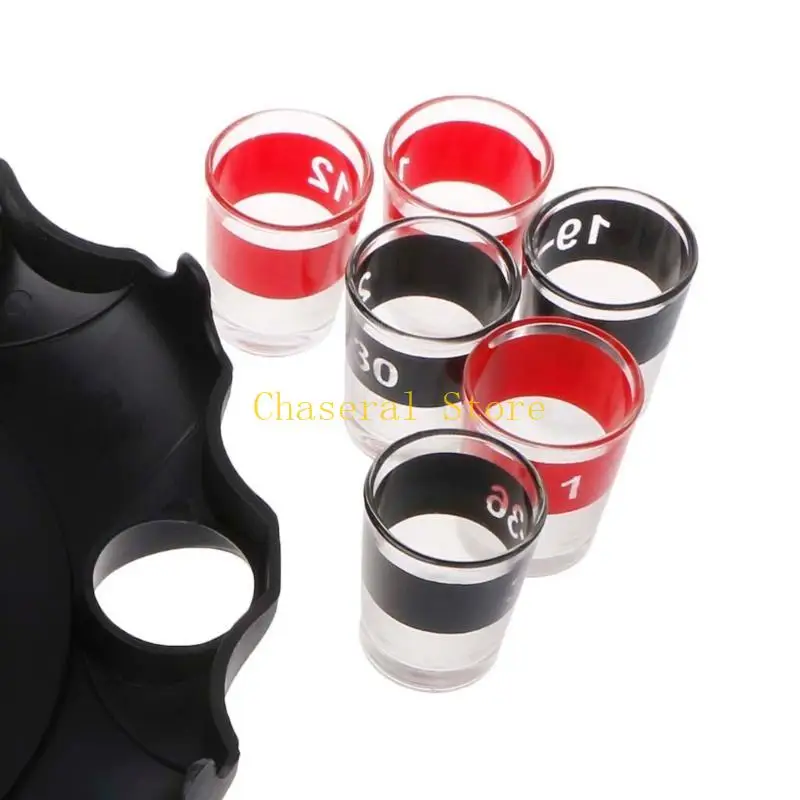 E7ce Electric Drinking Game Set roulette volwassen feest casino stijl 6 shotglazen cadeau