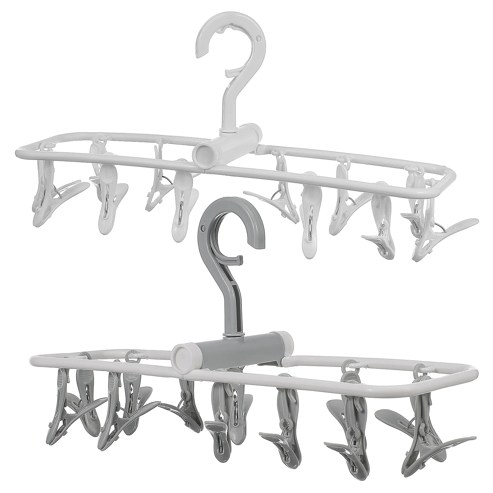 

2 Pcs Foldable Clip Hangers Clothes Drying Rack Multifunction Dorm Plastic Baby Socks