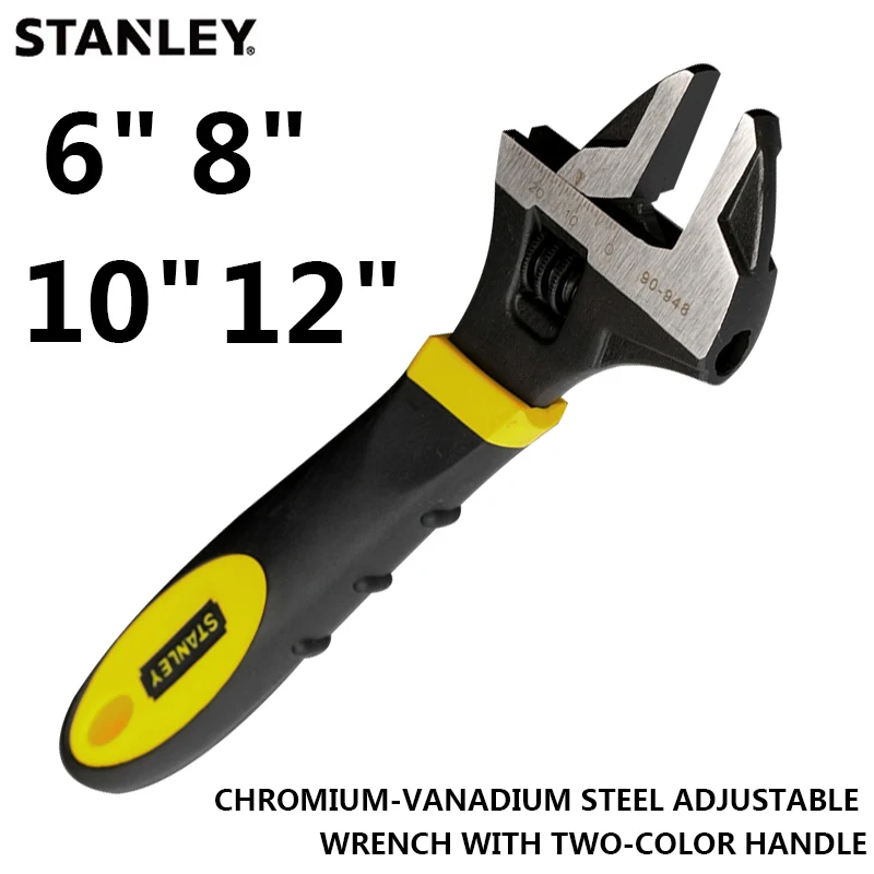 STANLEY Chromium-vanadium steel adjustable wrench with two-color handle  90-947 90-948 90-949 90-950