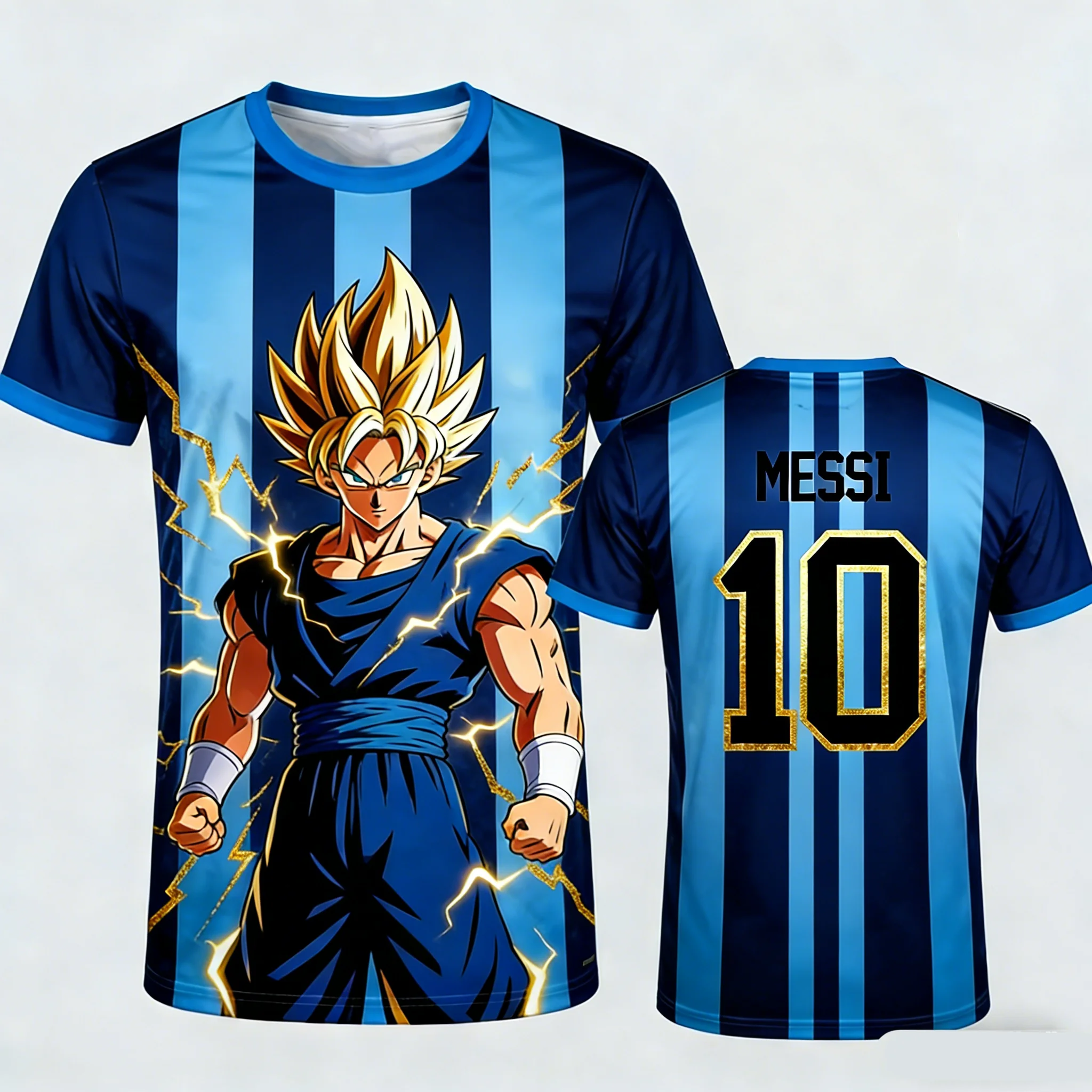 

2026 Summer Dragon Ball Goku "Super Saiyan 10" 3D Embroidered Breathable Quick-Dry T-Shirt for Men and Women, Family Use Top
