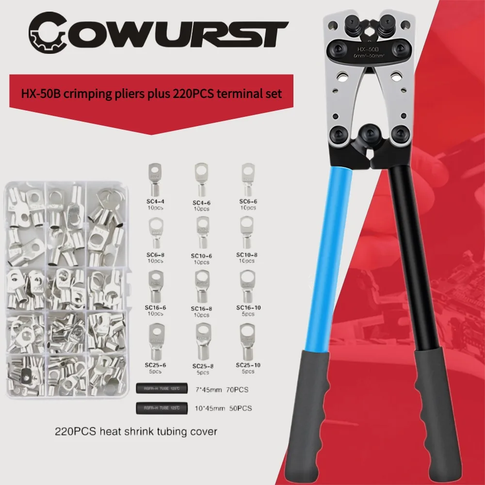 

Electrician's Special Pliers HX-50B, with Terminal Kit, Large Bare Terminal Pliers, YO Copper Terminal Crimping Pliers