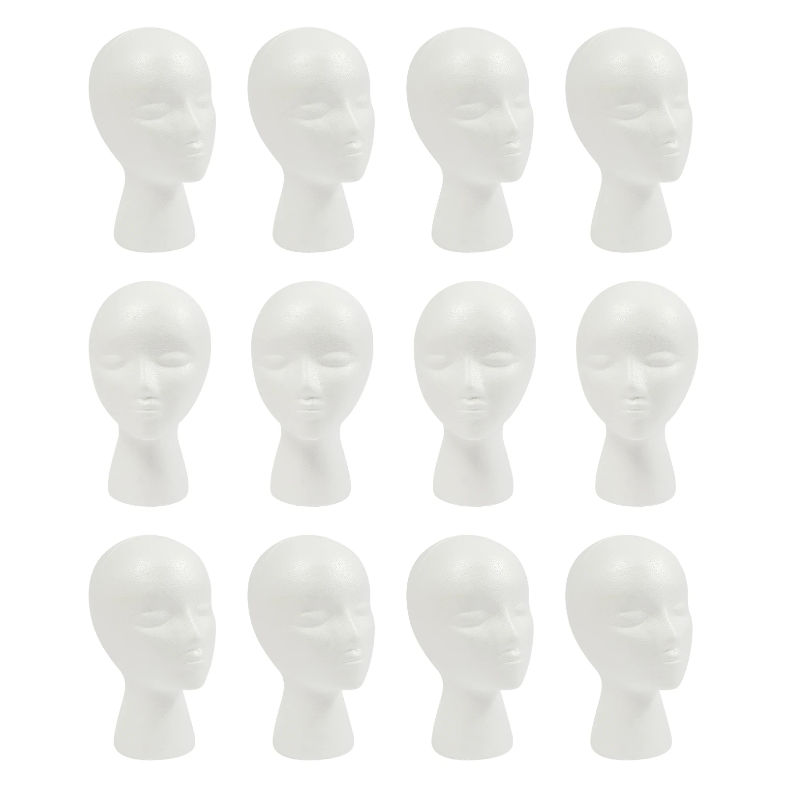 12 Pack EPS Foam Mannequin Head 53cm Circumference Wig Display Head Flat Bottom with Mount Hole for Hair Styling Practice Hat Headband view 8