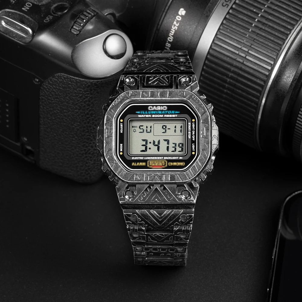 

GWX-5600 Metal Stainless Steel Watch bracele Case Mod kit Bilateral Buckle DW5600 GW-B5600 DW-5030 For Casio Watch Indian style