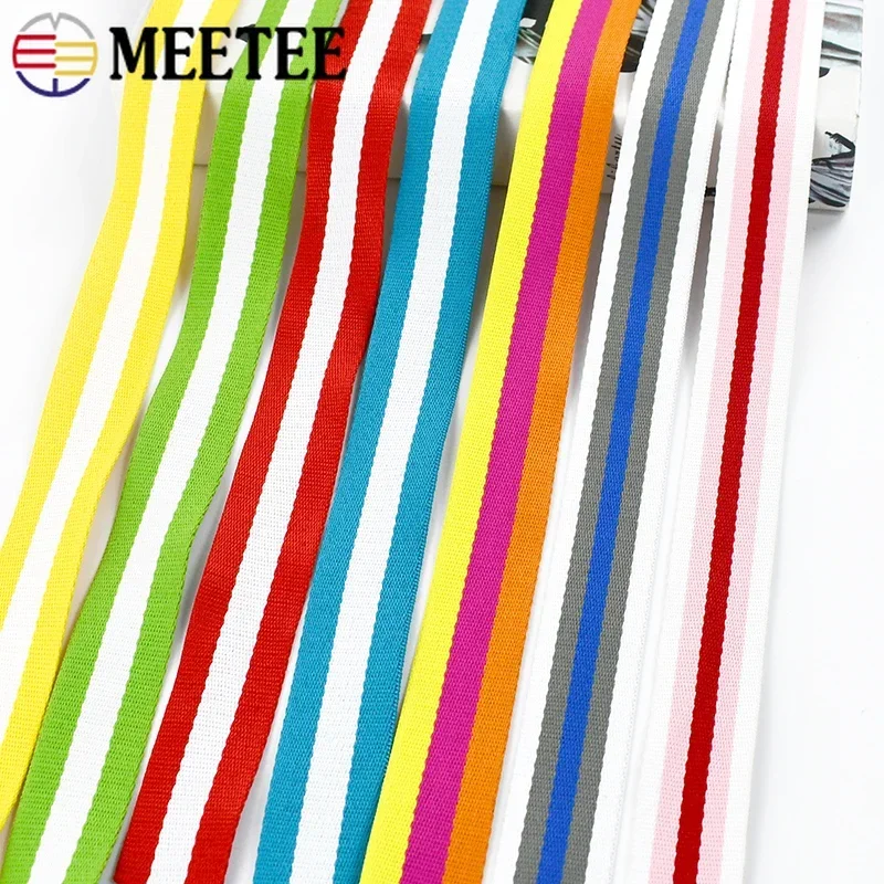 10Meters 32mm Meetee Stripe Polyester Webbing Bands Backpack Shoulder Luggage Strap Clothes Ribbon Tape DIY Sewing Accessories