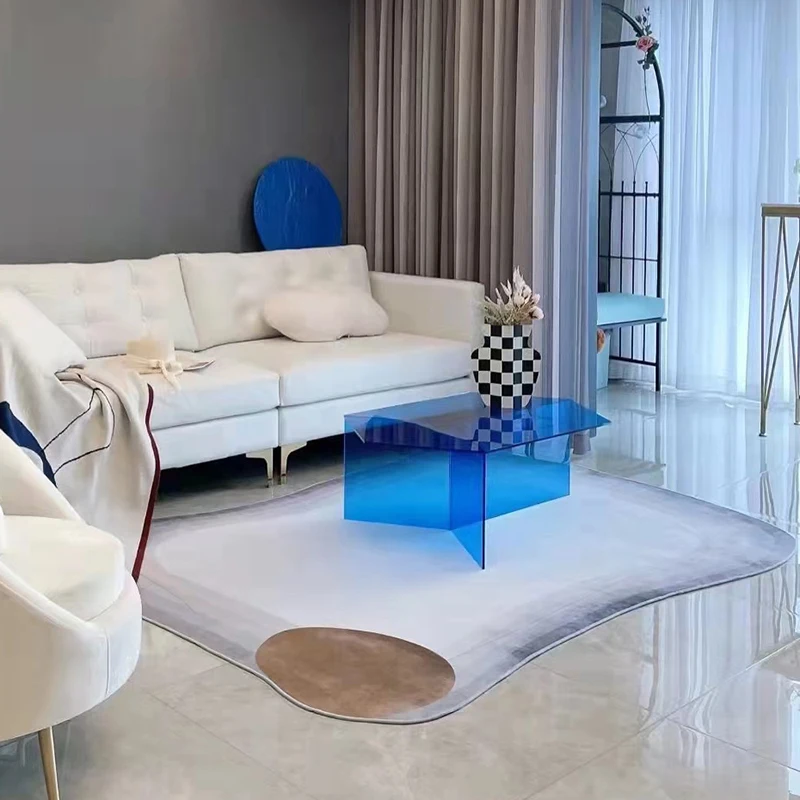 Table Basse Moderne en Acrylique, Design Artistique, Irrégulière, Transparente, Meuble de Luxe, Minimiliste, pour Salon