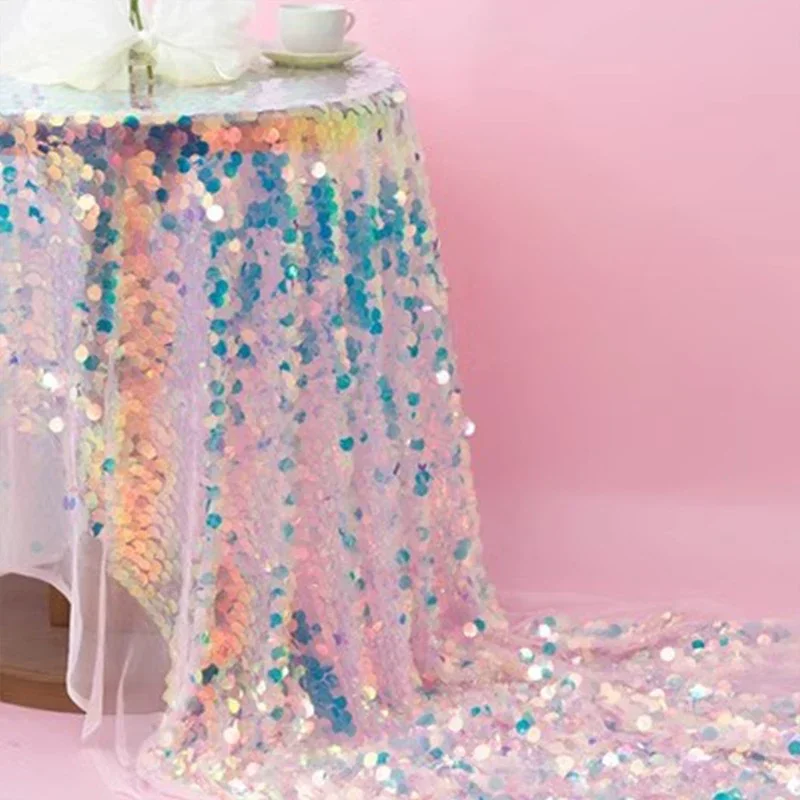 150x50cm Sequin Fabric Big Paillette Sequins Fish Scales Mesh Fabric Live Shooting Background Clothing Decor DIY Sewing Material
