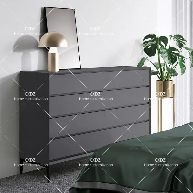 Italian Minimalist 8 Bucket Cabinet Baking Paint Modern Solid Wood Nordic Dining Sideboard Living Room Bedroom Bedside