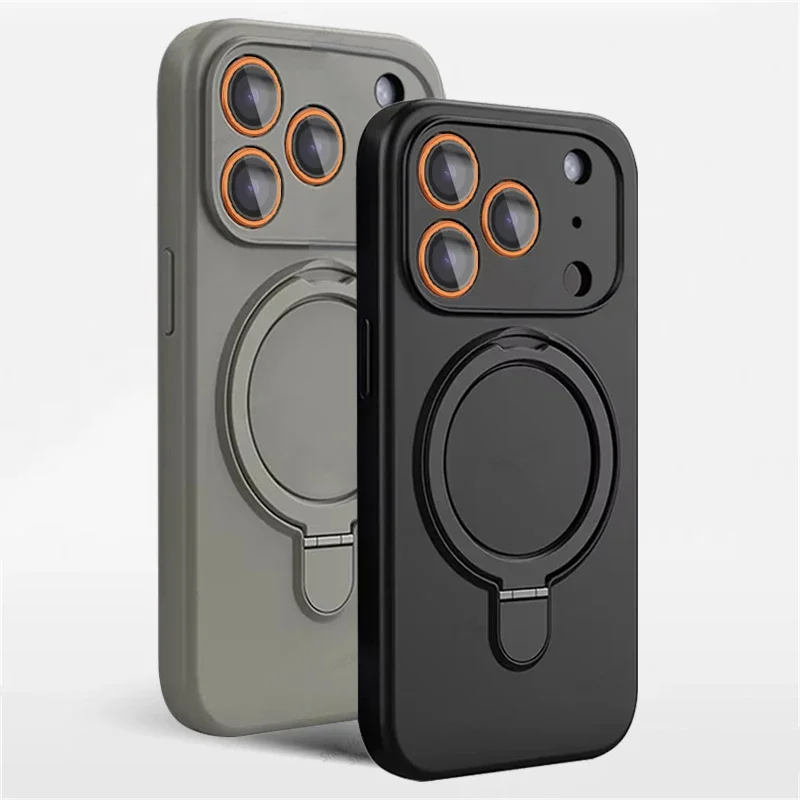 Magnetische Silikon-Handyhülle für iPhone 17, 16, 15, 14, 13, 11, 12 Pro Max, Luftständer, Ringhalter, Abdeckung für iPhone 14, 15, 16 Plus