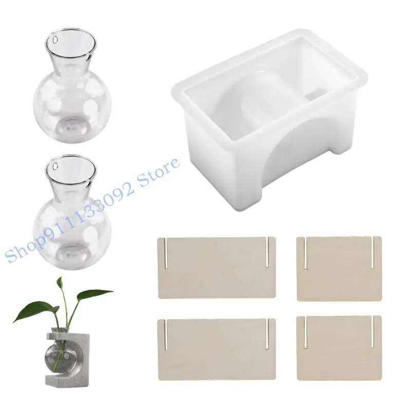 

H9ED Flexible Silicone Craft Mold For Handmade Resin Casting Hydroponic Planter Diaplsy Base Decorative Vase Creation