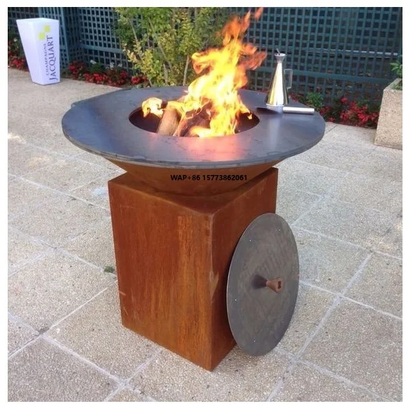 Fire Pit Table Corten Barbecue Grill BBQ Wood Fuel Grill