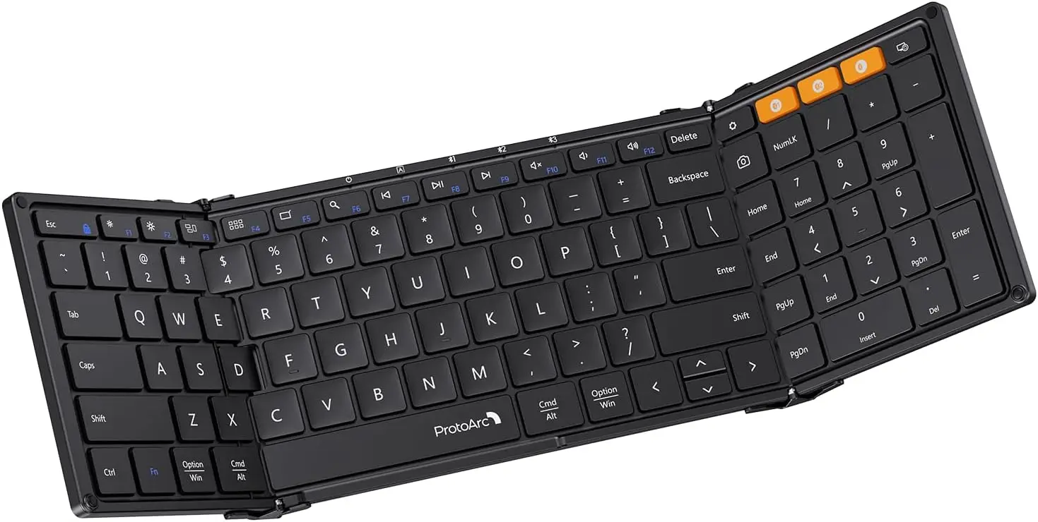 

Foldable Bluetooth Keyboard XK01, 105-Key Portable Wireless for iPad, Smartphone, Laptop, PC, Windows, iOS, Android, Black