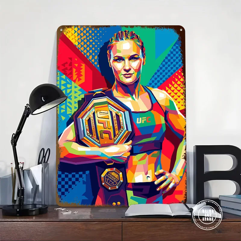 Valentina Shevchenko With Championship Printed Poster Customized Wall Art Retro Vintage Metal Tin Signs for Decoration Home Room