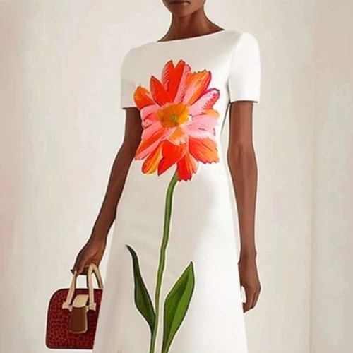 Imagen 2 del producto Gymystars Vestidos de noche de verano Vestidos de fiesta elegantes 2025 Moda Cuello barco Estampado de flores Vestido de vacaciones lujoso Ropa de tendencia