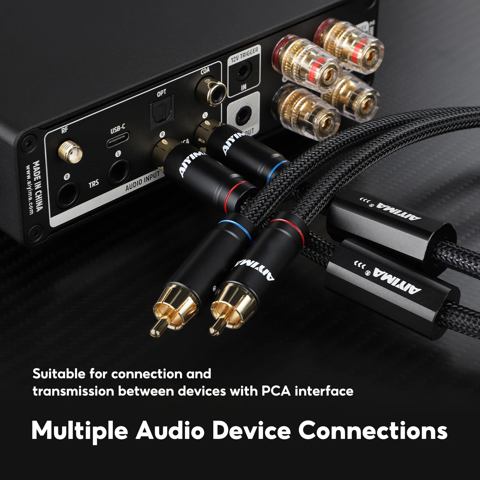 AIYIMA Kabel Audio RCA 2 RCA Ke 2 Kabel Interkoneksi RCA HIFI Stereo 6N OFC Jantan Ke Jantan untuk Amplifier Speaker A80 /A07 Maks