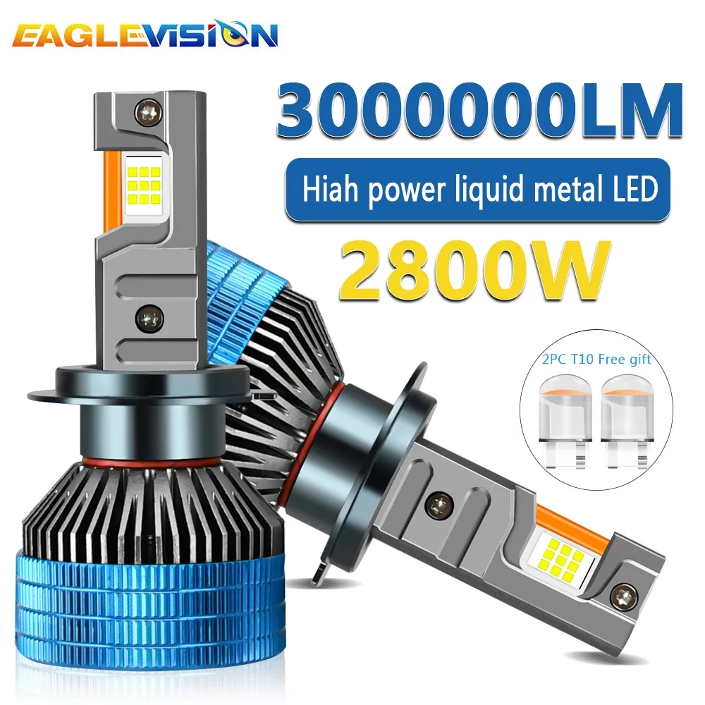 EAGLEVISION 3 Copper Tubes 6500k 3000W White Projector Headlight Project Led  Canbus 12v 24v HB3 HB4 9012 H1 H4 H7 H11 H13