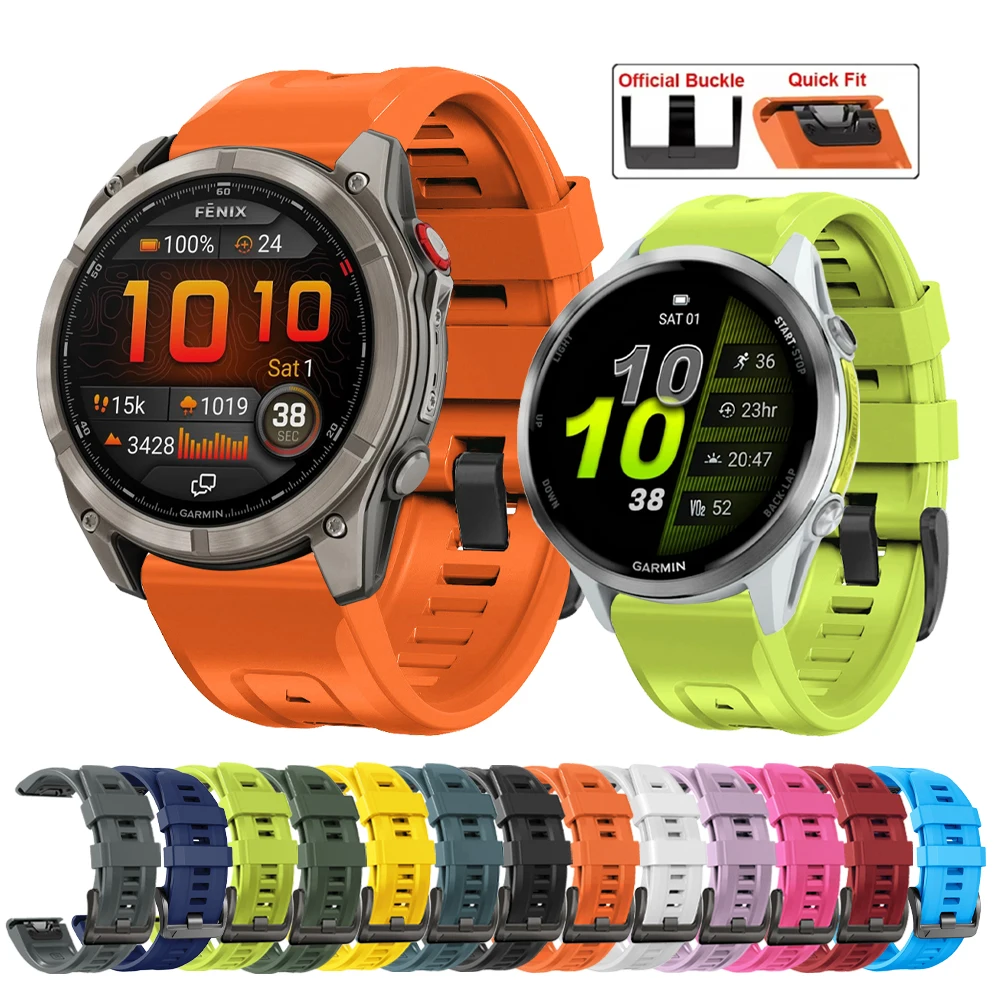 22/26 mm Uhrenarmband für Garmin Fenix 8 PRO 7X 7 6X 6 5X 3HR/Descent Mk3i Silikonarmband Forerunner 970 965 745 QuickFit Band