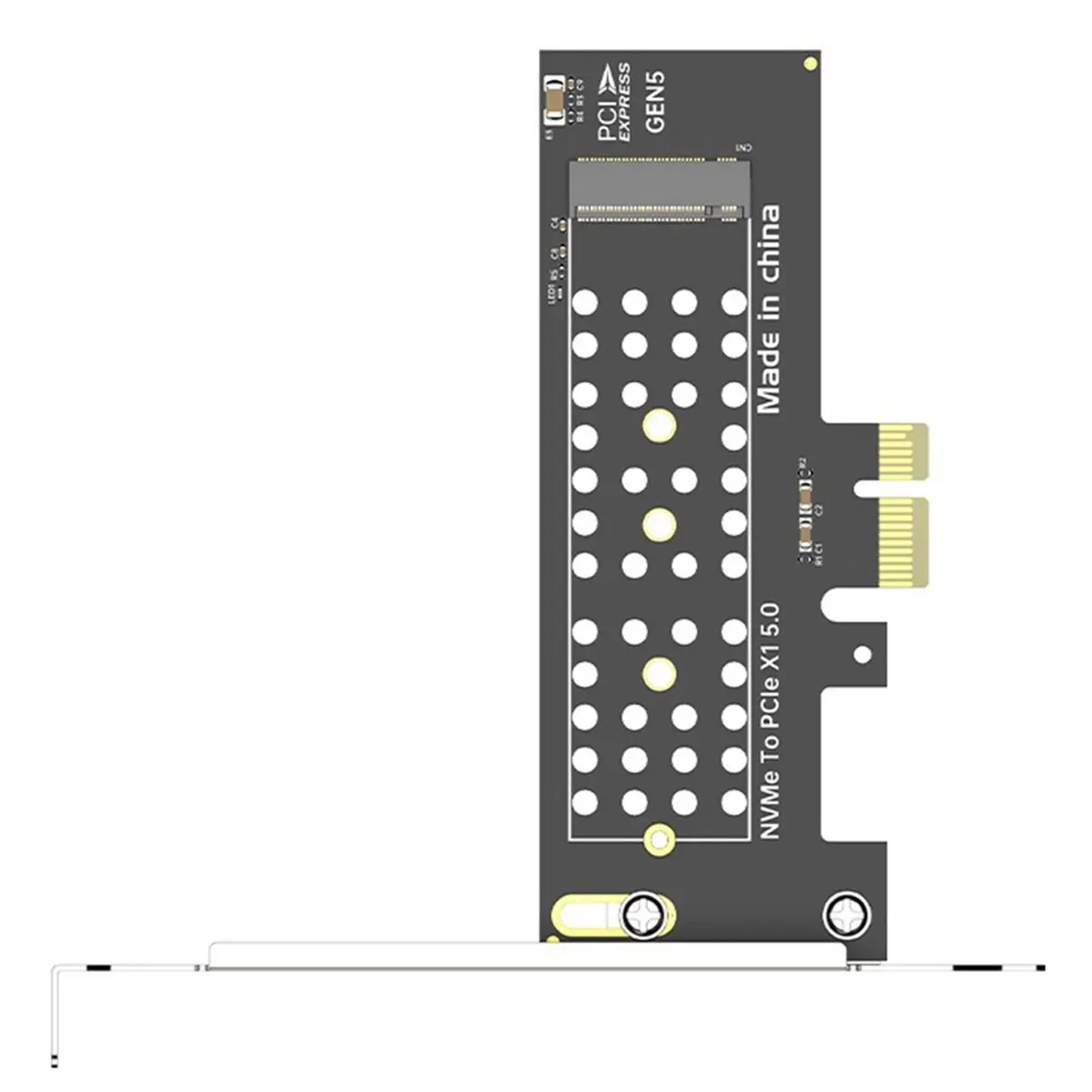 A49T PCIe 5.0 X1 to M.2 NVMe Adapter - 32Gbps Speed for 2280/60/42/30 SSDs Compatible PCIe X1/X4/X8/X16 LED Light