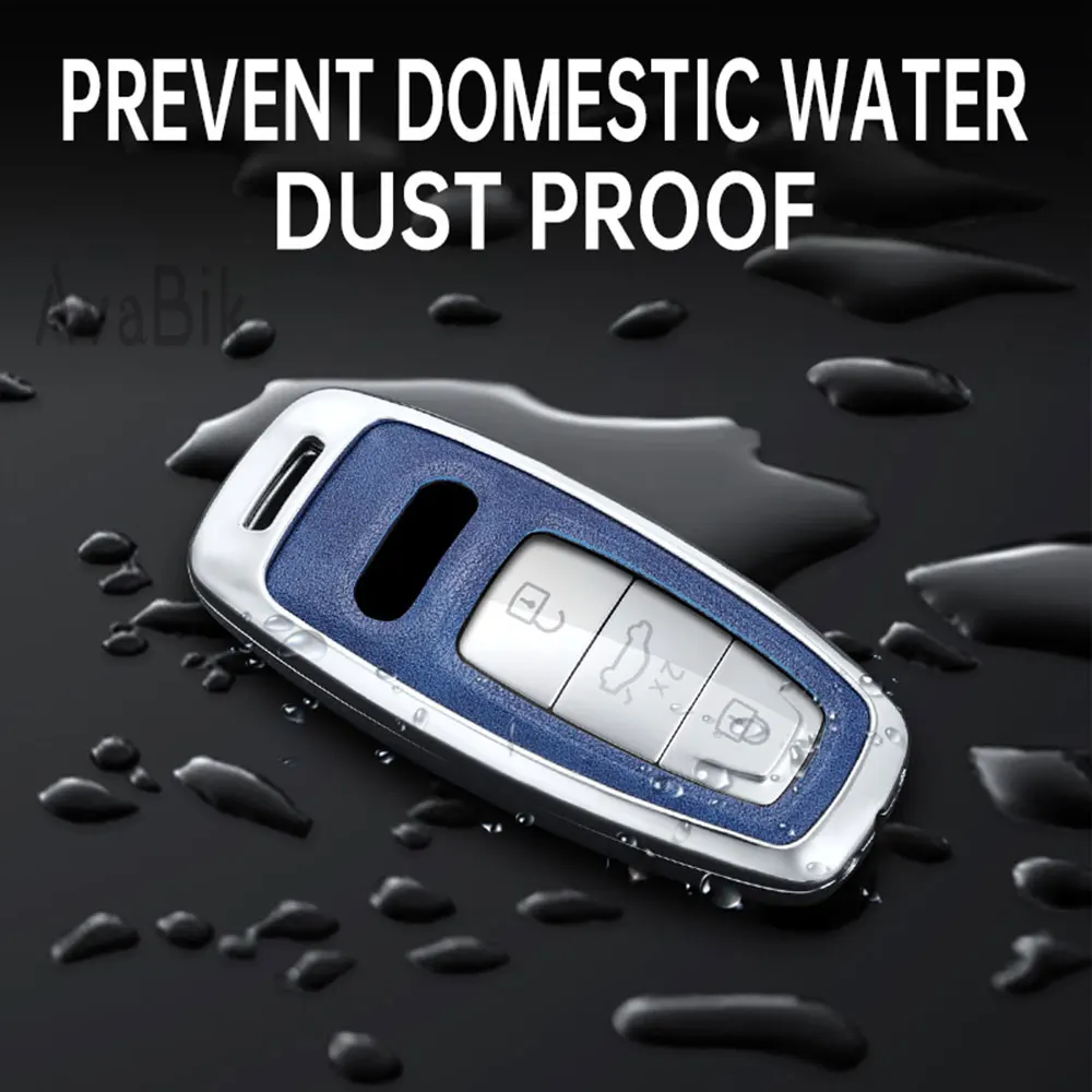 

Zinc Alloy Car Remote Key metal protective shell for Audi A3A6A7A8L key cover Q4Q6Q7Q8 etoen High-end leather buckle Unisex