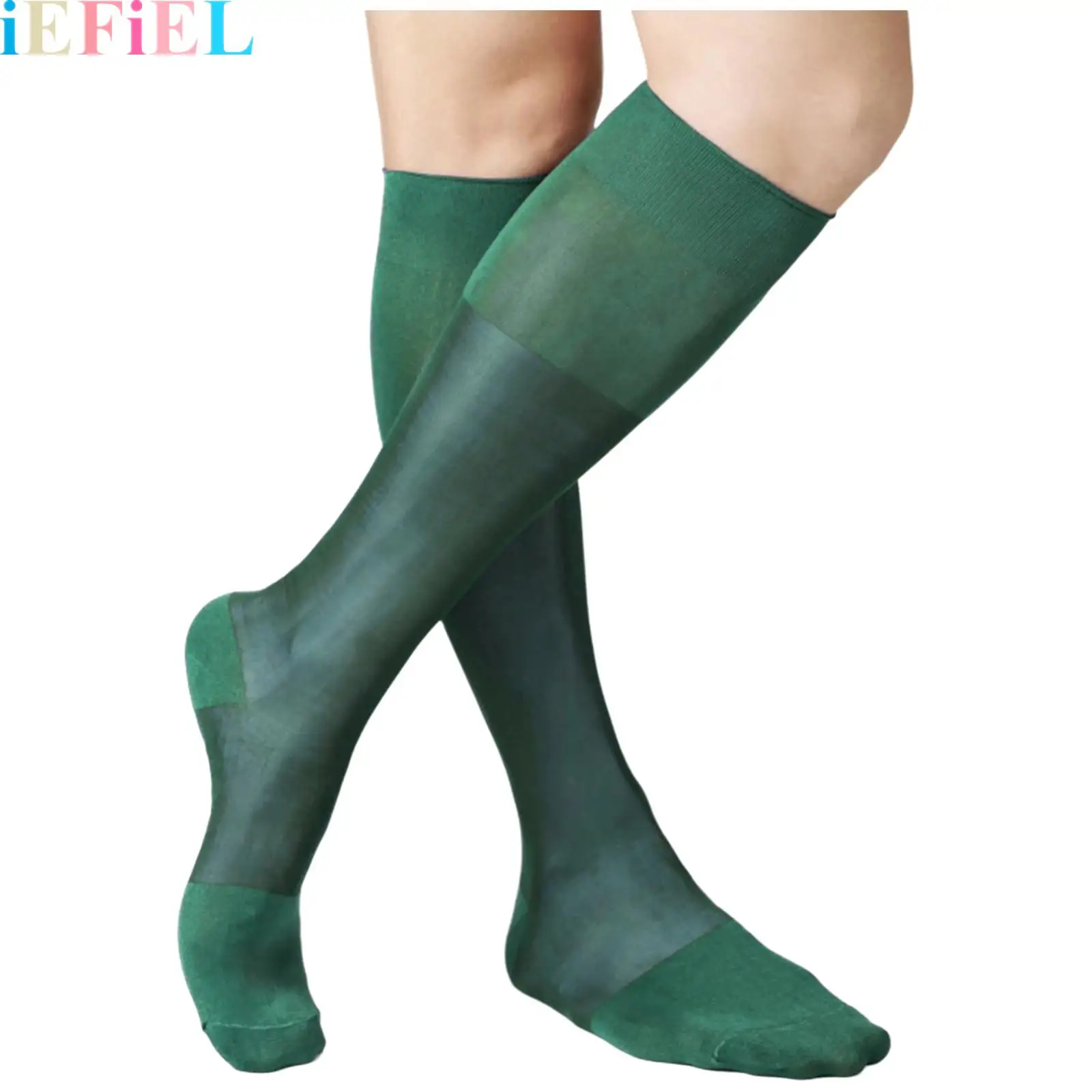 

1 Pair Men Semi-Sheer Formal Stocking Nylon Knee-High Breathable Stockings Business Dress for Formal Occasions
