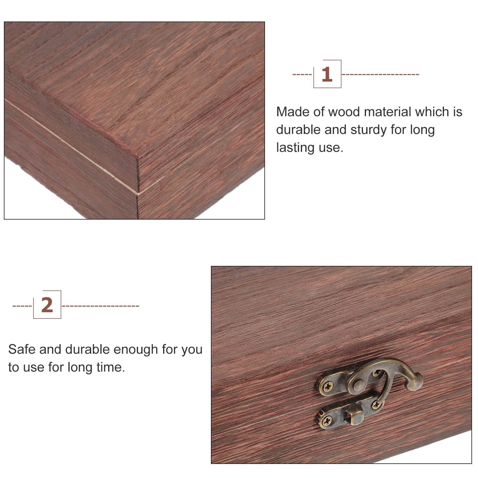 

1Pcs Wooden Storage Box Rustic Jewelry Case with Lock Brown Decorative Small Organizer Wooden Storage Chest Charming Jewelry Box