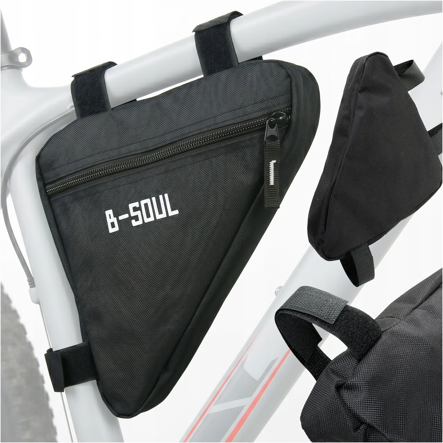 Fietsframetas Driehoekig waterdicht fietstasje voor bovenbuis Onder frame opbergruimte 18x19x24cm Zwart met ritsvak Verstelbare klittenbandriemen voor MTB Road City Trekking Commute Touring Universele