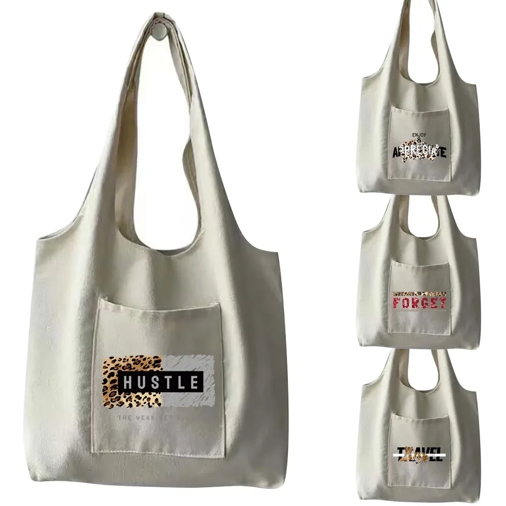 

Shopping Bag Women Canvas Bags Fashion Printing Travel Large Capacity Washable Portable Harajuku Style Bags Grocery Bag Tote Bag
