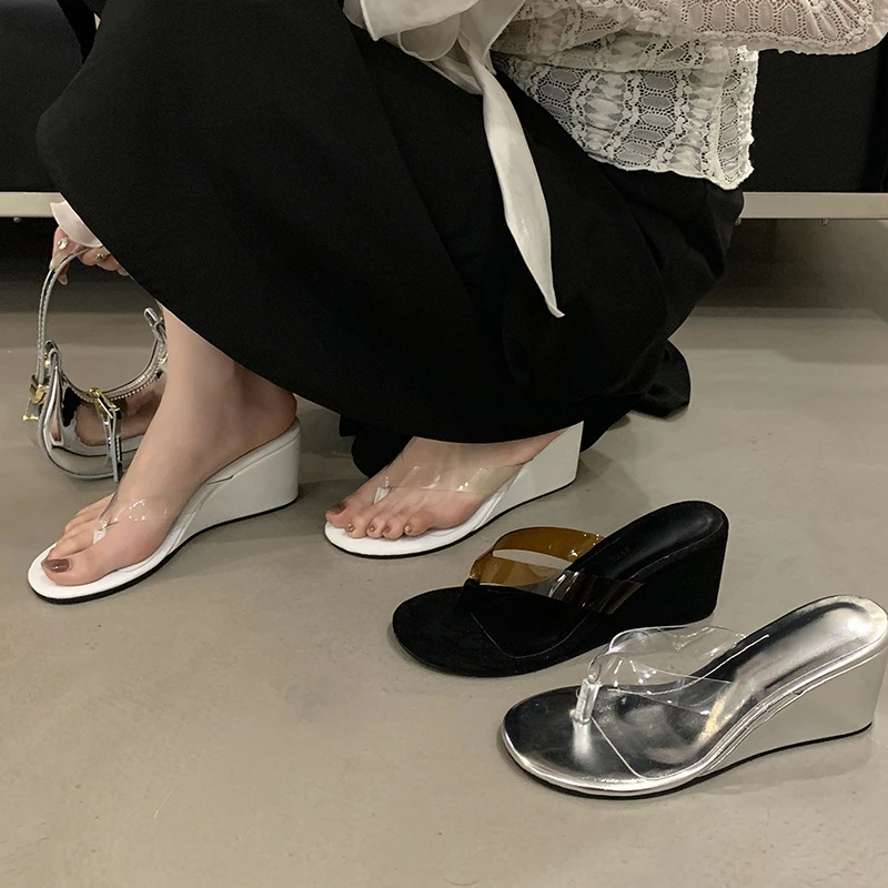 

Summer Womens Shoes Design Wedges Heels Women Slippers Party Flip Flop Slides Fashion Shoes Women Concise Shoes Zapatos De Mujer