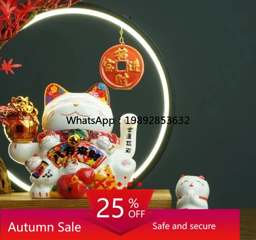 

Ceramic Lucky Cat Ornament Home Living Room Entrance Office Desktop Decoration