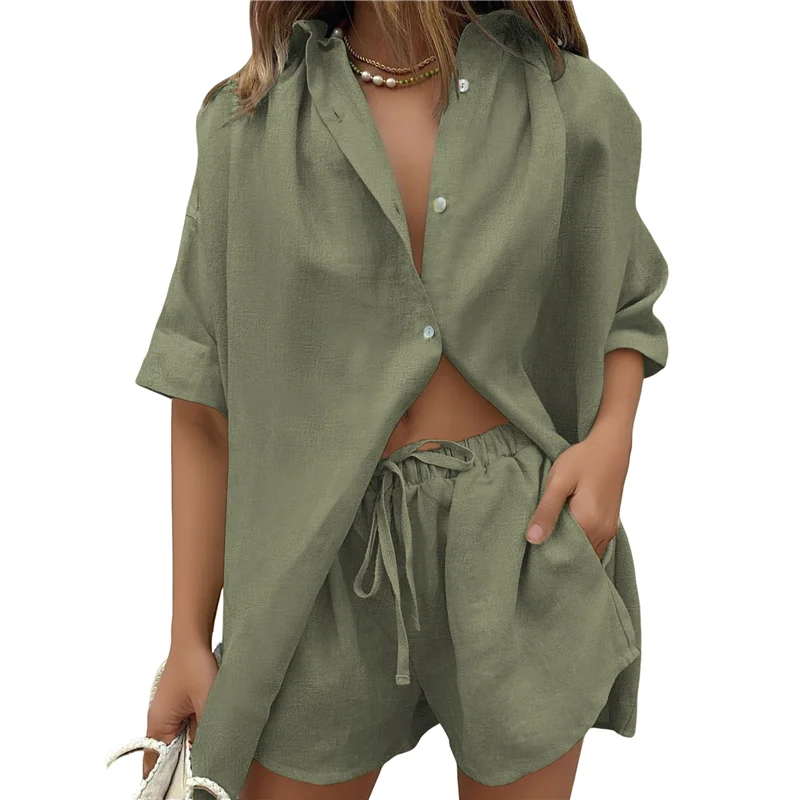 

Women 2 Piece Outfit Summer Short Sleeve Top And Shorts Sweatsuit Set