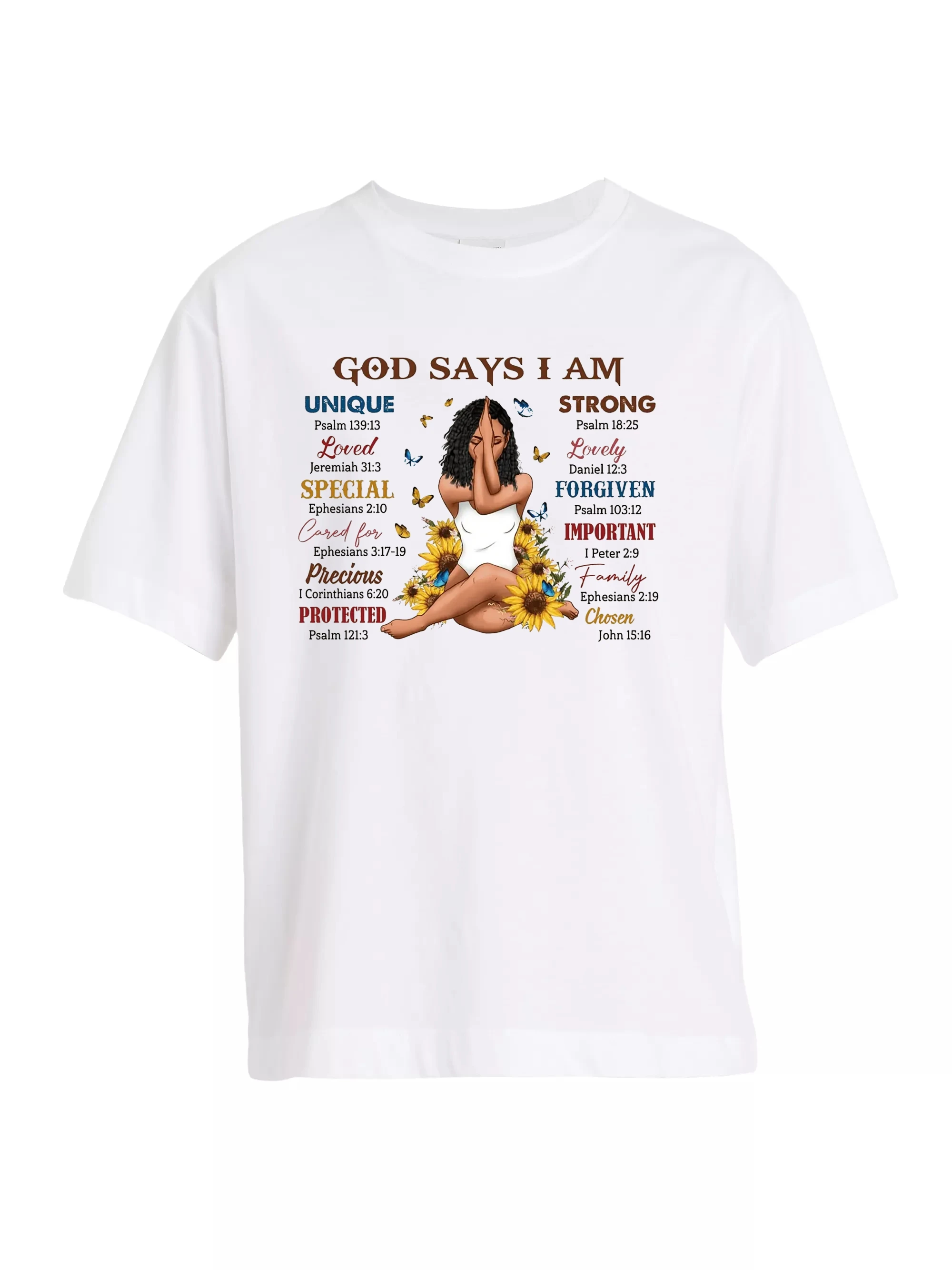 White T-shirt Women God Says I Am Graphic Print Short Sleeve Tees Summer Clothes Woman