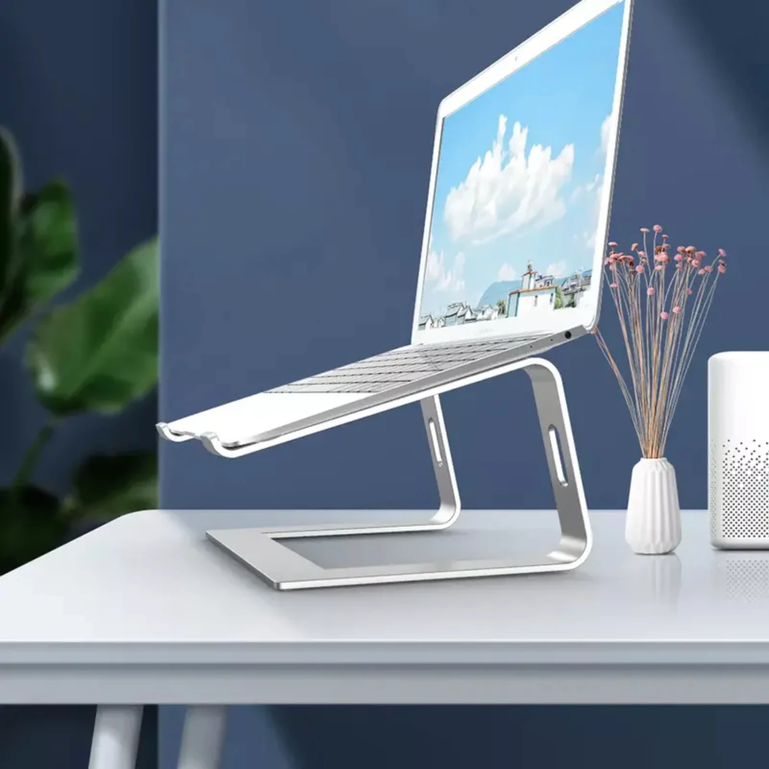 

Laptop Stand, Aluminum Computer Riser, Ergonomic Laptop Riser, Metal Stand Compatible With 10-15.6 Inch Laptop, Silver