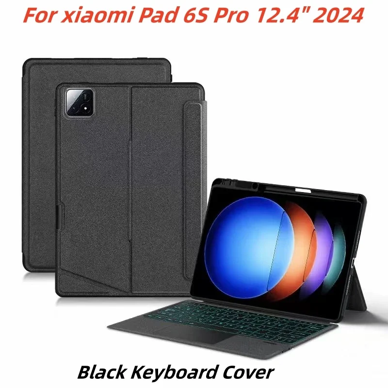 

Magic Keyboard case For Xiaomi Pad 6S Pro 12.4 inch 2024 Tablet capa Backlit Touchpad Spanish Russian Portuguese Keyboard Cover